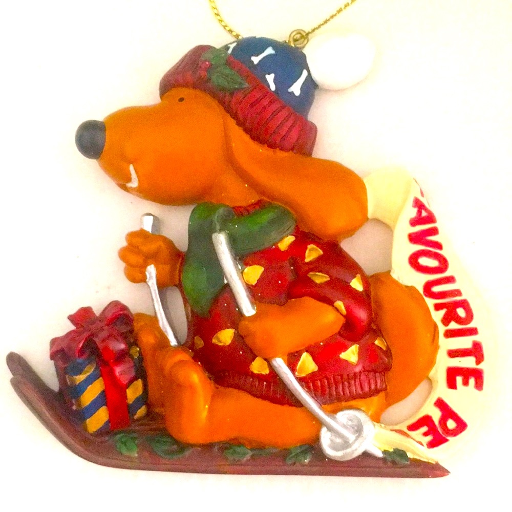 Favorite Pet Sleigh Dog Christmas Ornament Polystone Resin